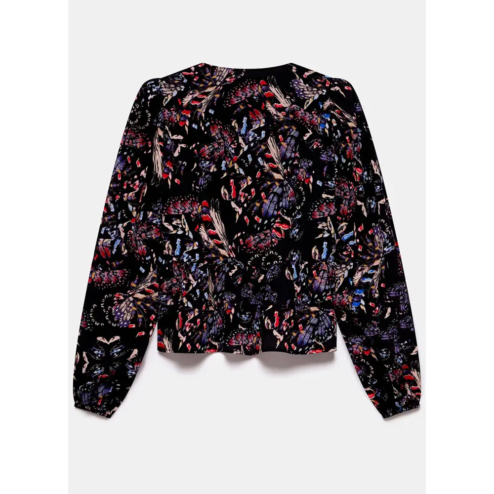 Mint Velvet Black Abstract Print Tie Detail Top